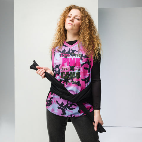 I'm's The Pink in This Camo World Recycled Basketball Jersey