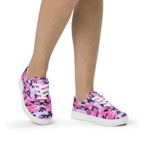 I'm's The Pink in This Camo World Lace-Up Canvas Shoes