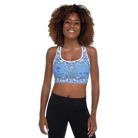 I'm's Diamond In The Rough Padded Sports Bra in Cornflower Blue