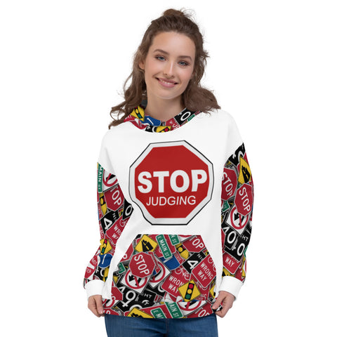 I'm's Stop Judging Hoodie in White