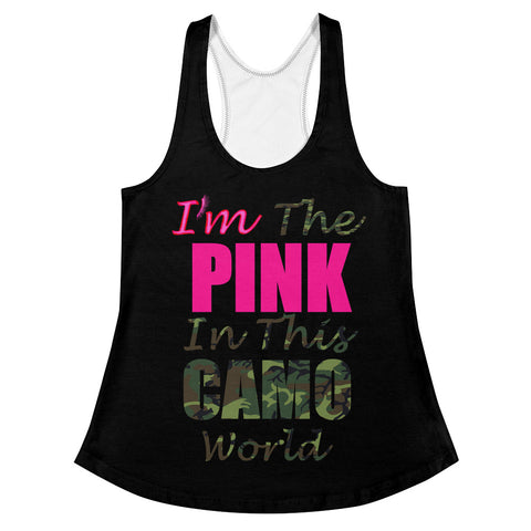 I'm's The Pink in This Camo World Women's Racerback Tank