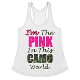 I'm's The Pink in This Camo World Women's Racerback Tank